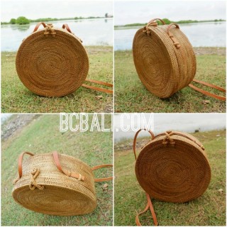 large size circle handbag ata grass rattan hand woven handmade bali